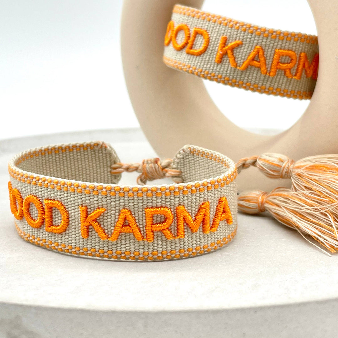 GOOD KARMA statement bracelet woven, embroidered