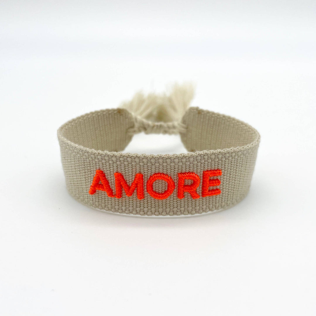 AMORE statement bracelet woven, embroidered