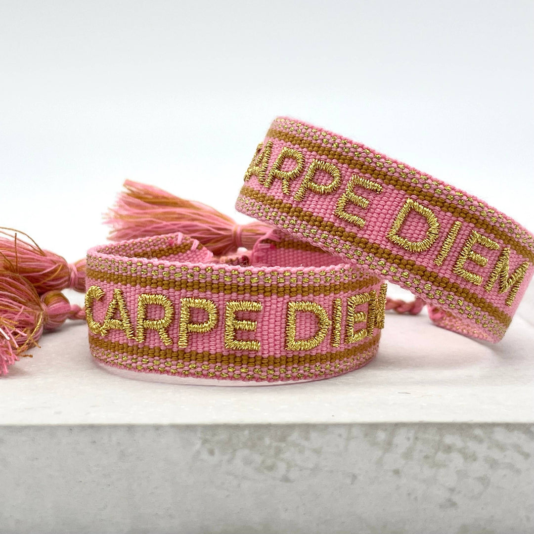 CARPE DIEM statement bracelet woven, embroidered