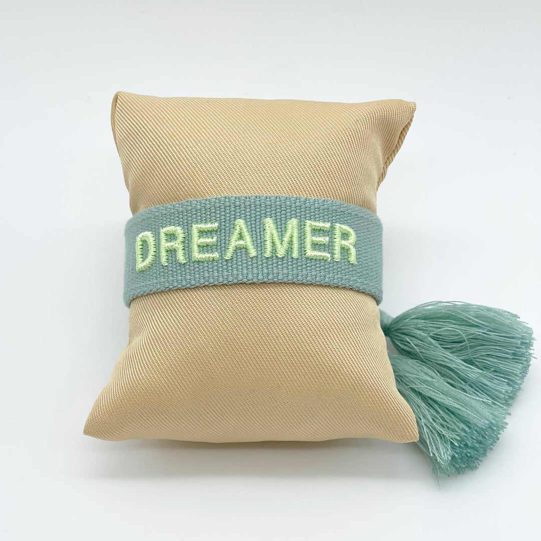 DREAMER statement bracelet woven, embroidered