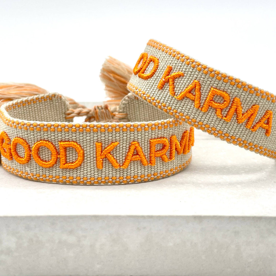 GOOD KARMA statement bracelet woven, embroidered