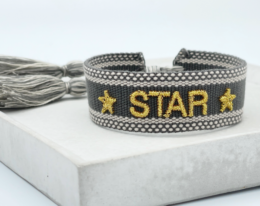 STAR statement bracelet woven, embroidered