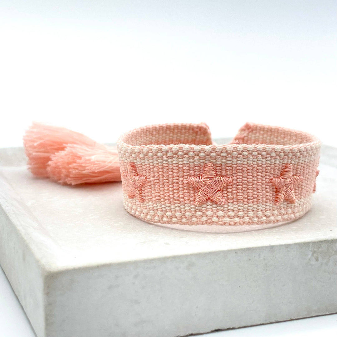 STARS ★ woven statement bracelet, glitter stars