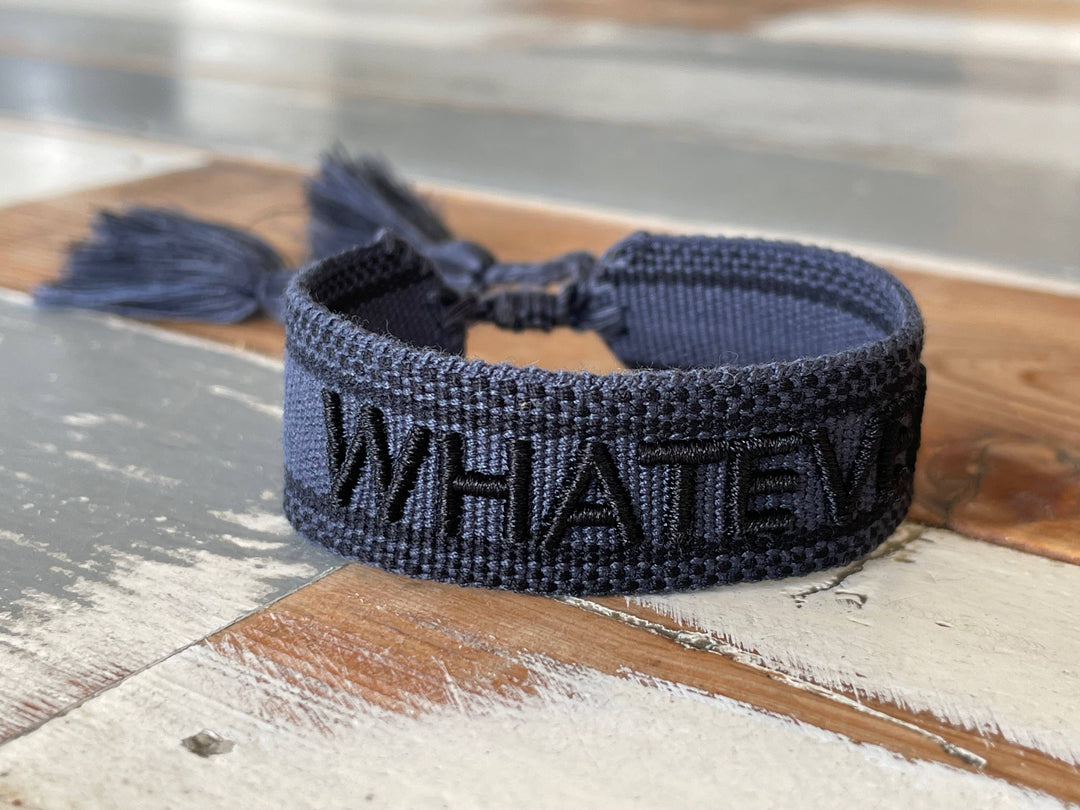 WHATEVER statement bracelet woven, embroidered