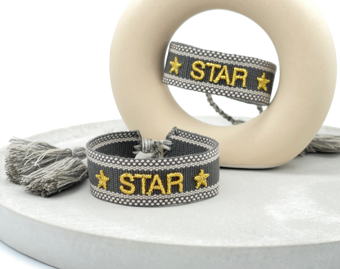 STAR statement bracelet woven, embroidered